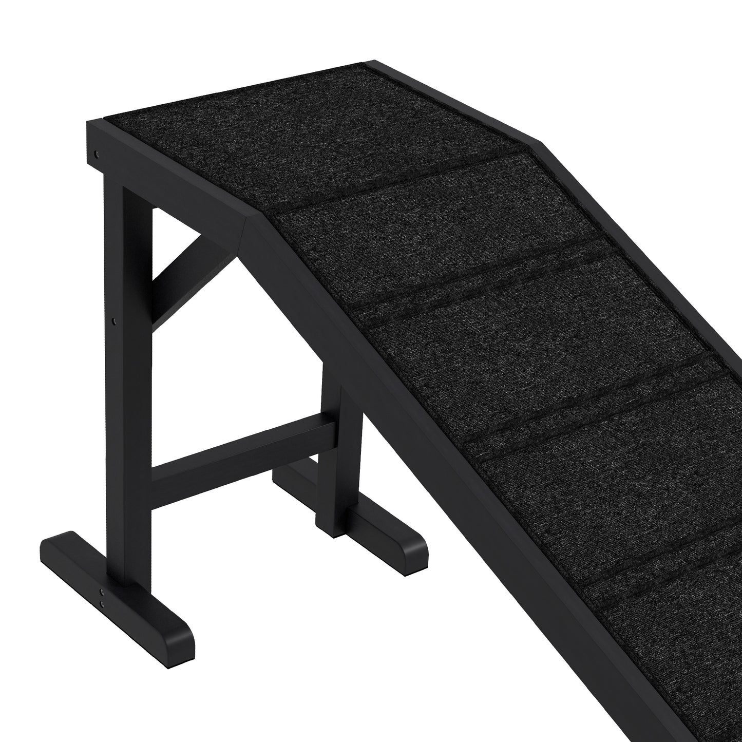 Dog Ramp with Non-Slip Carpet and Top Platform - 74 x 16 x 25 Inches, Black
