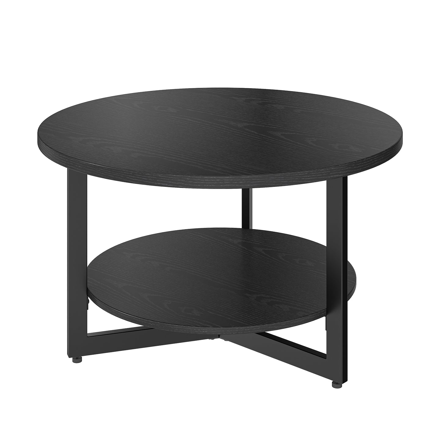 31.5-Inch Round Black Coffee Table - Industrial Modern Design