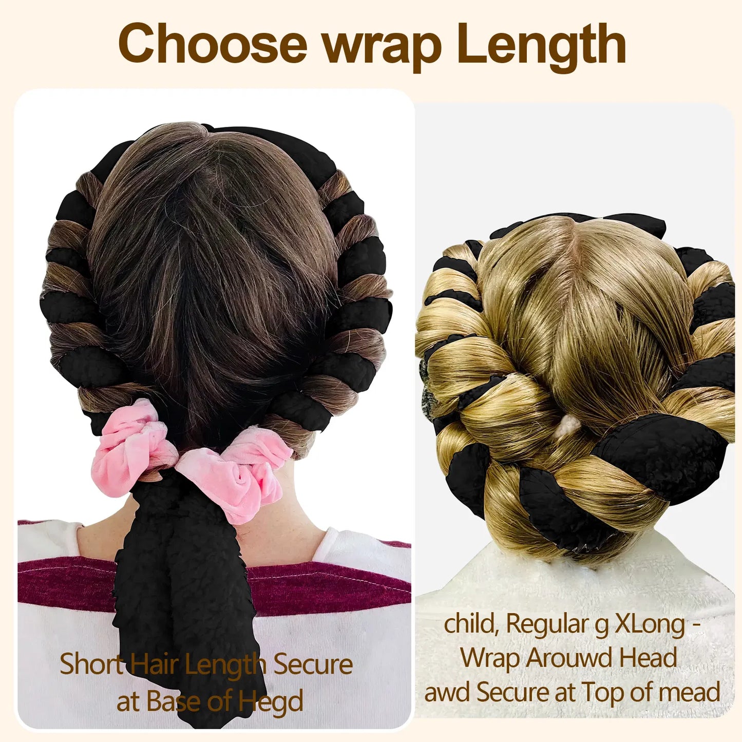 Satin Heatless Hair Curler Set - Overnight Frizz-Free Curls - Black