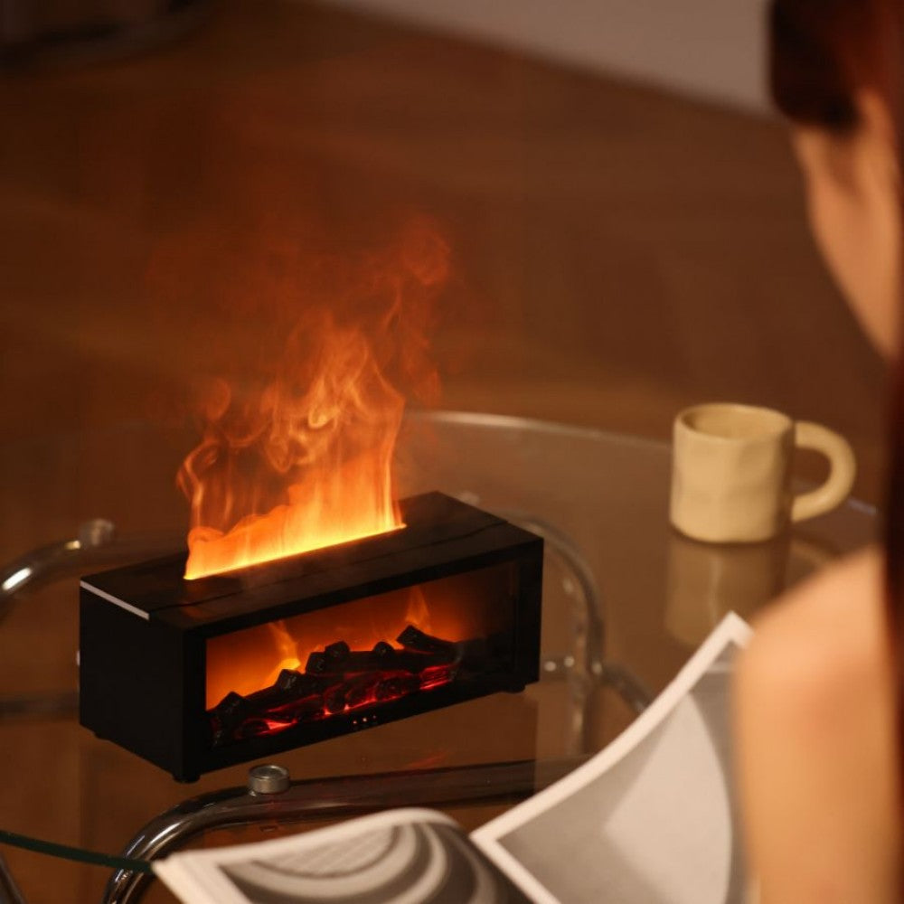 Home Aromatherapy Fireplace Simulation Flame Machine - Black
