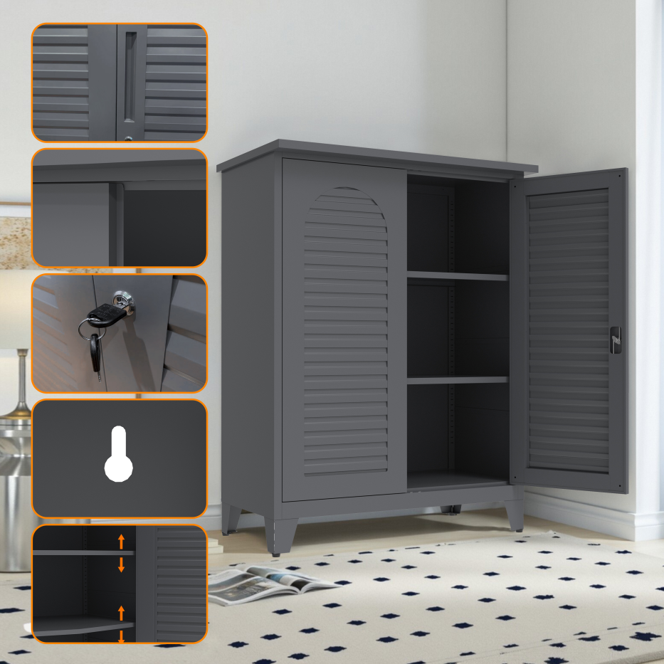 47'' Tall Metal Tool Storage Cabinet - Slate Finish