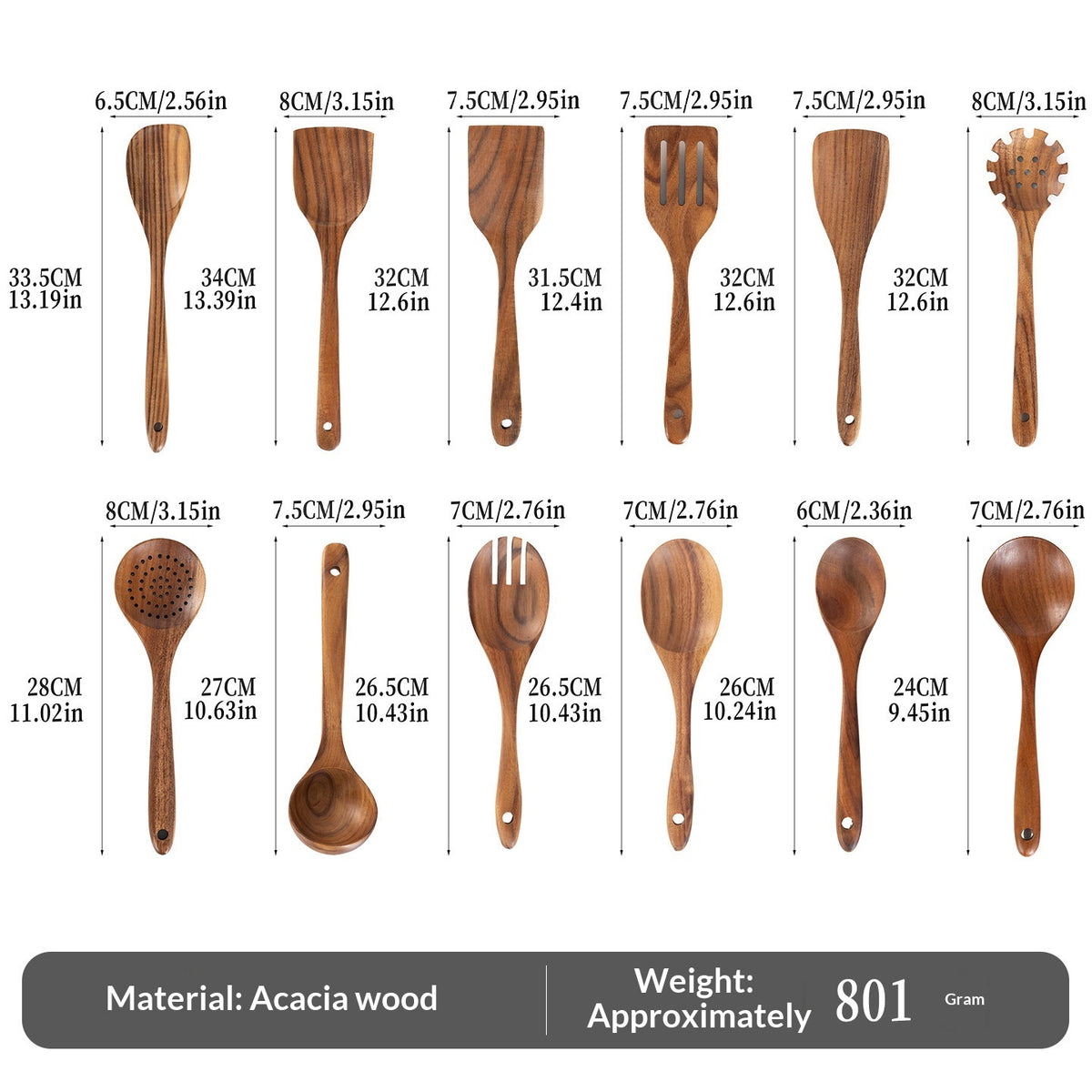 Spatula Soup Ladle And Wooden Turner Set In Teak