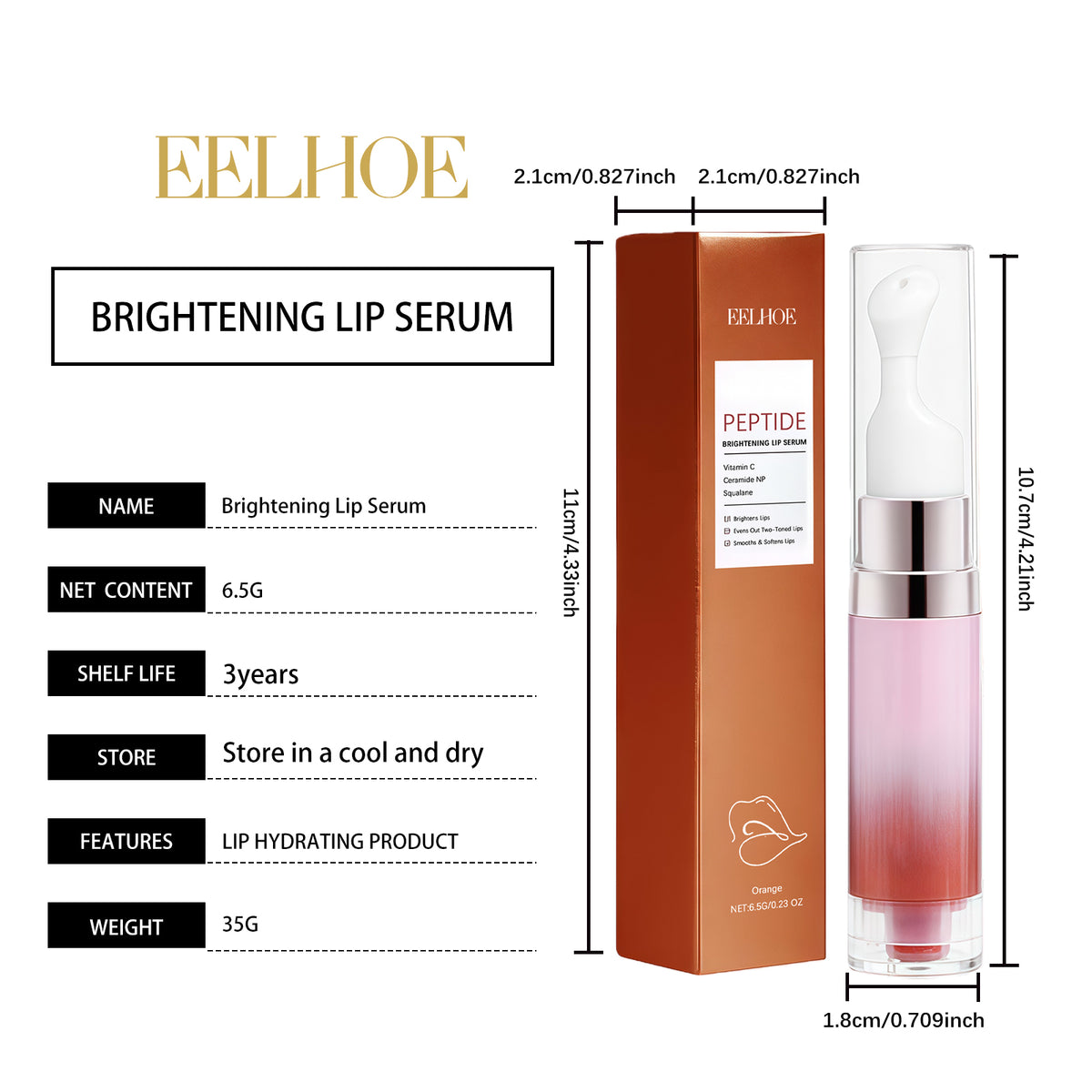 Skin Brightening Moisturizing Lip E Ssence Orange 6.5g 1 Box