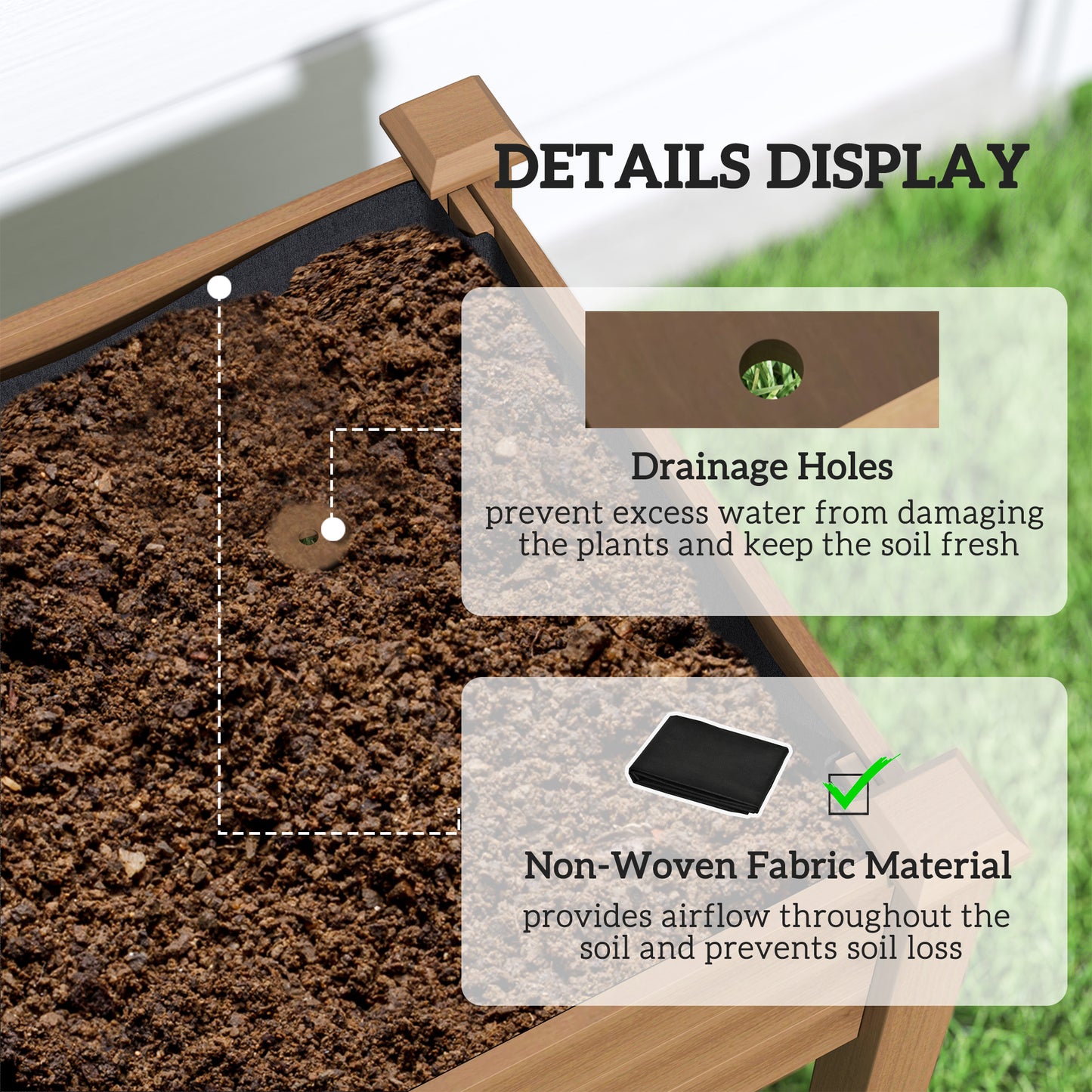 Raised Garden Bed with PE Greenhouse Cover - Outdoor Planter Box for Herbs & Vegetables 48x22x46 Inches