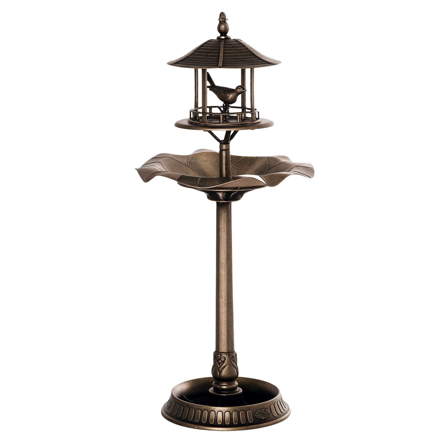 3-in-1 Garden Bird Bath with Feeder & Planter - Bronze