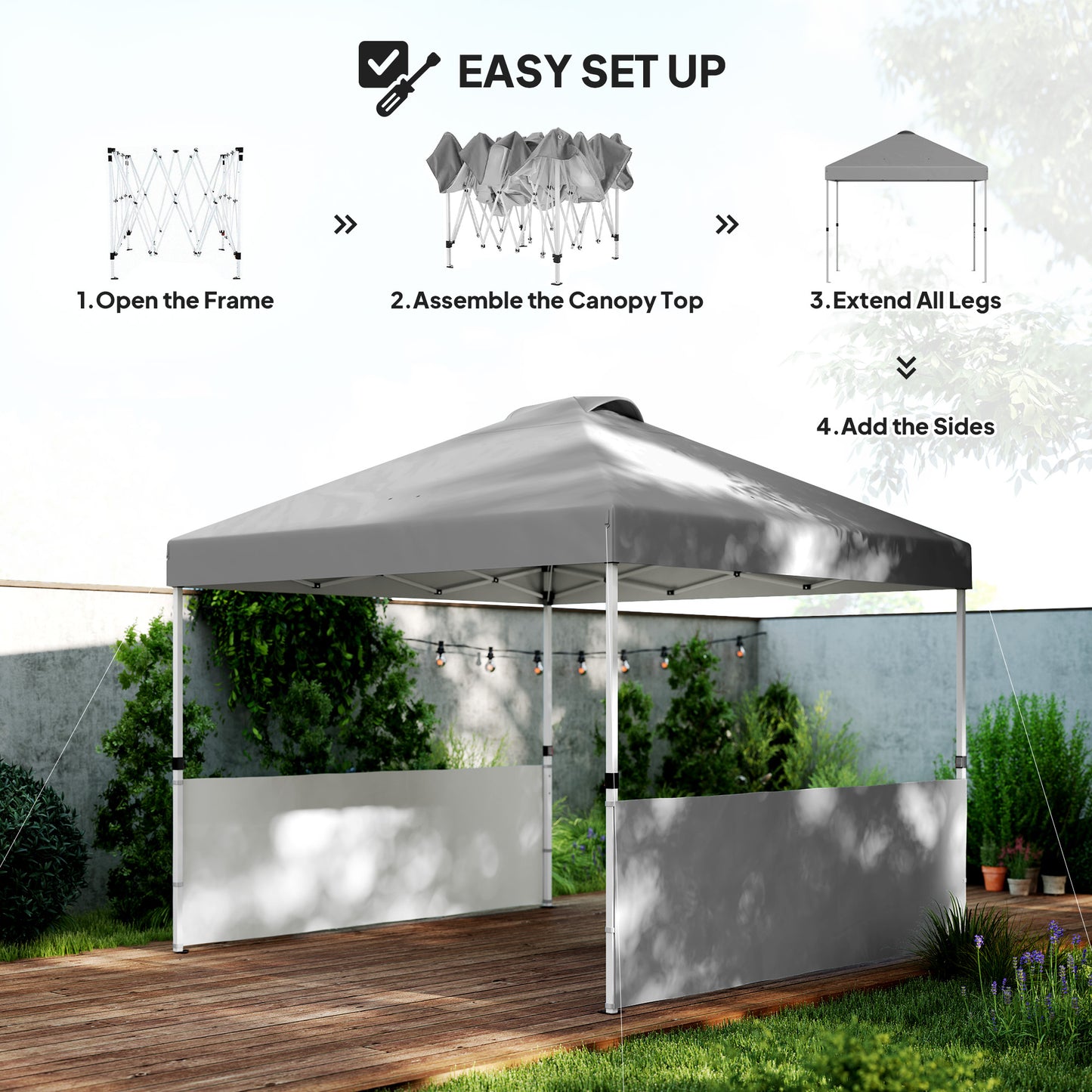 10x10 Pop Up Canopy Tent with UV50+ Sun Protection - Dark Gray