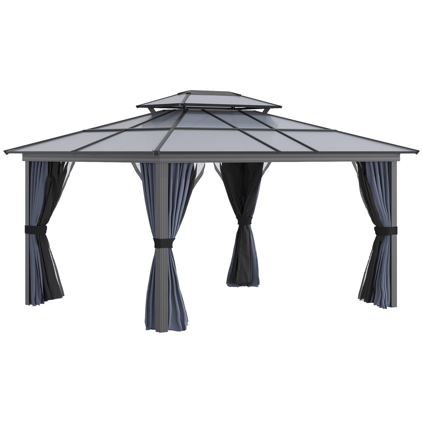 10x12 Hardtop Gazebo Canopy with Polycarbonate Roof - Black