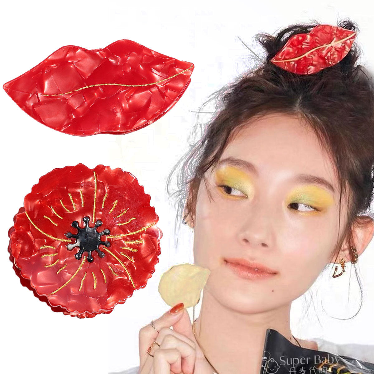 Acetate Hair Clip with Grip Lines - Multiple Colors