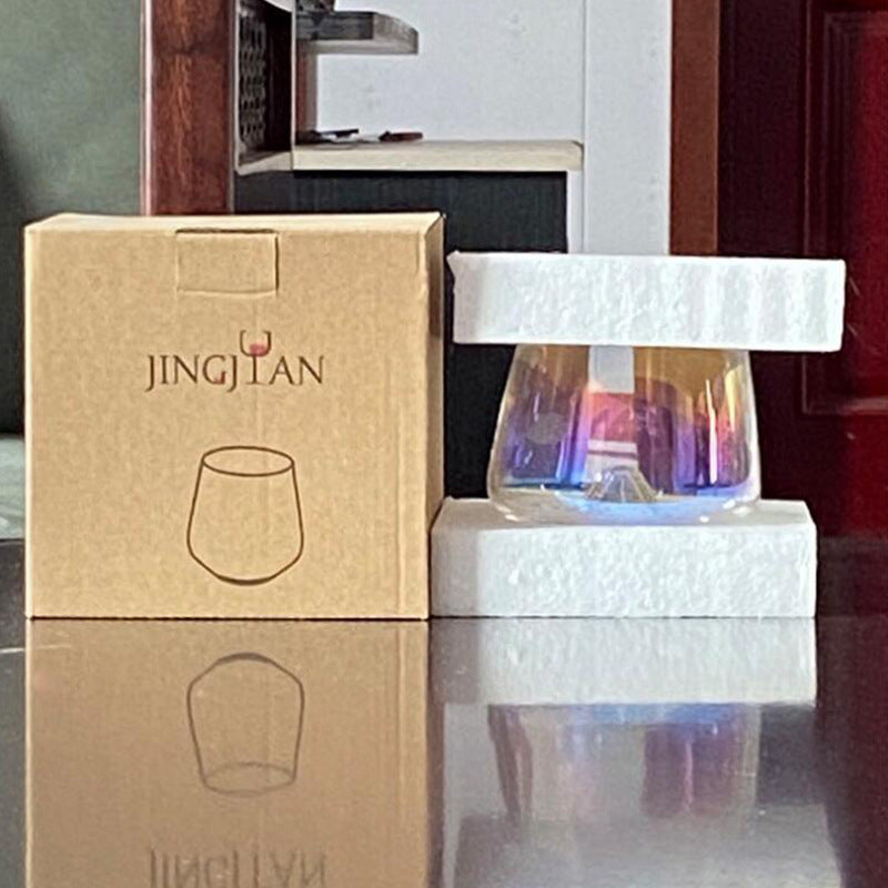 Crystal Glass Wine Cup with Concave Base - Stemless, Hand-Blown, Ideal for Bars & Hotels