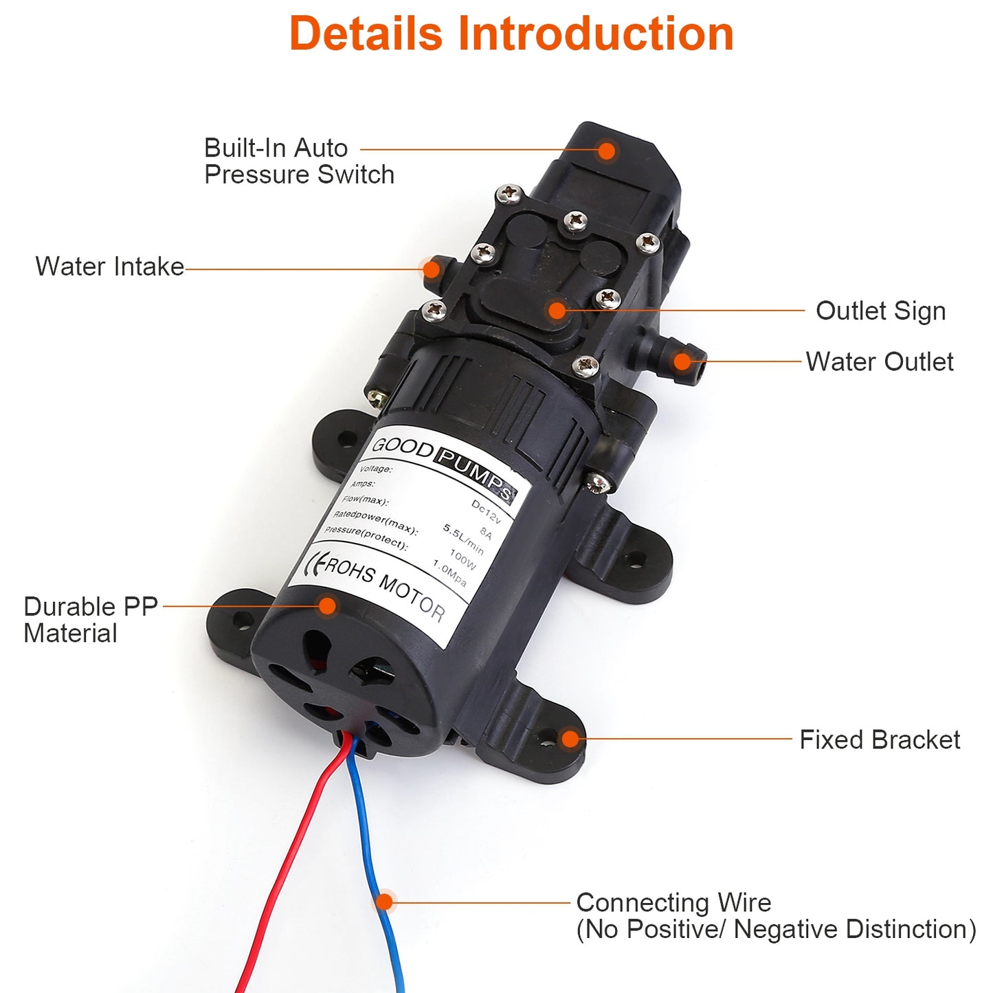 12V Water Pump for Garden Irrigation and Marine Use - Self-Priming Diaphragm