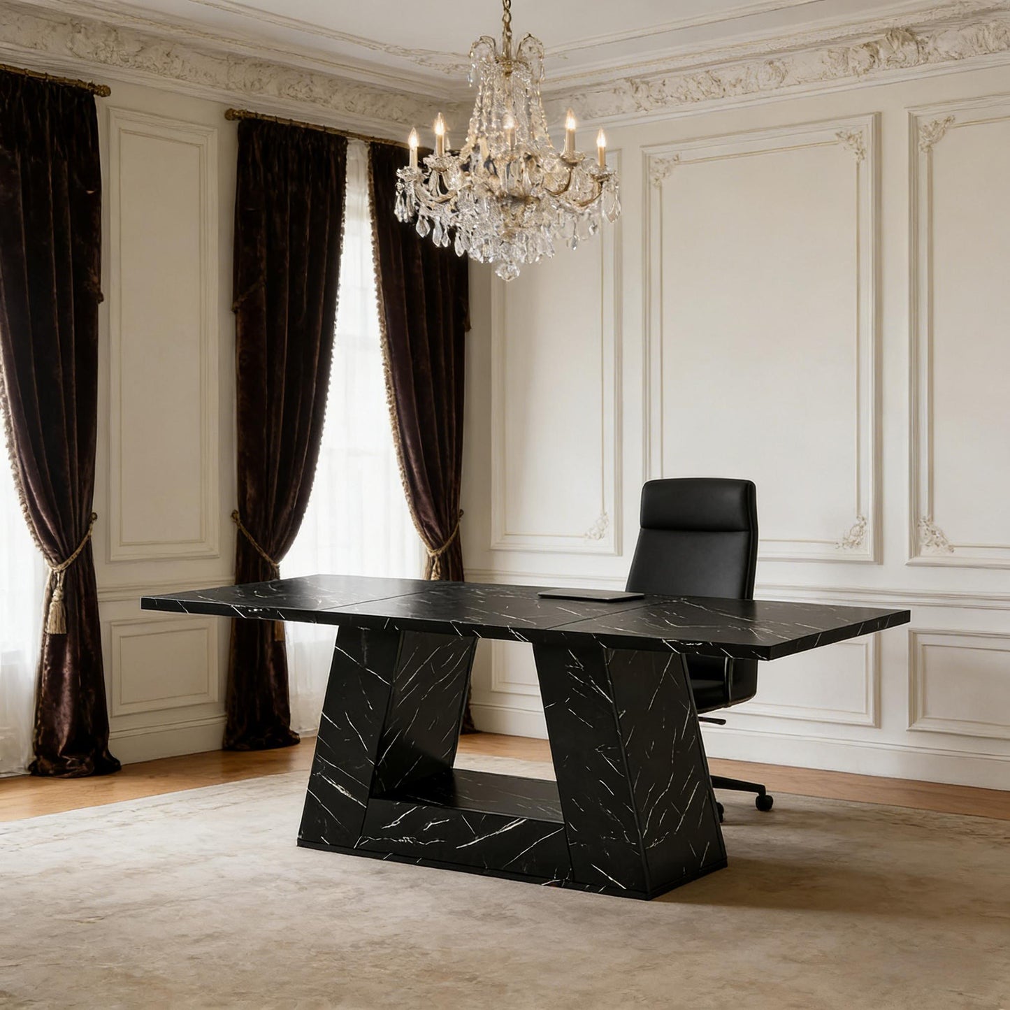 Spacious Computer Desk - Contemporary Executive Desk in Black