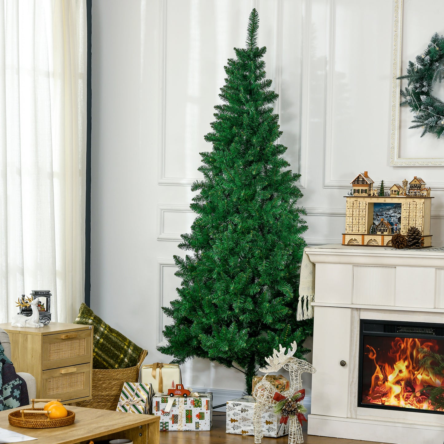 5ft Half Christmas Tree - Green, Auto Open Design