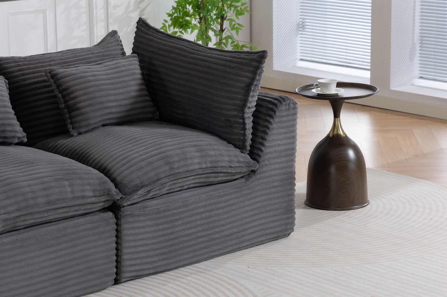 74.8" Wide Modular Sectional Sofa - Antique Grey Corduroy