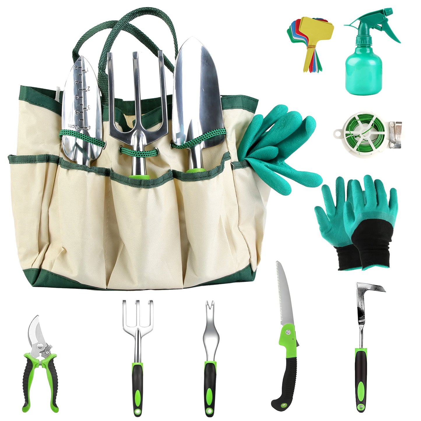 13-Piece Garden Tool Set with Aluminum Alloy Hand Tools & Storage Bag