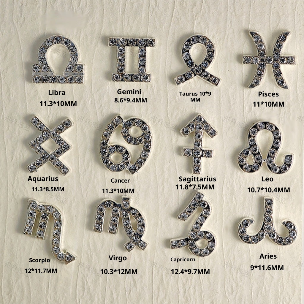 Zodiac Nail Art Accessories Alloy Inlaid Diamonds - Multiple Variants