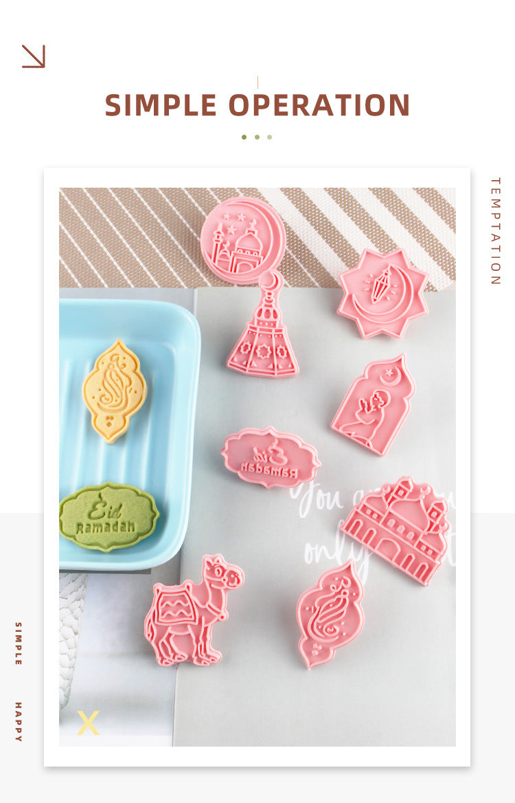 8-Piece Cookie Mold Set for Baking and Cake Decorating - Plastic Irregular Shapes