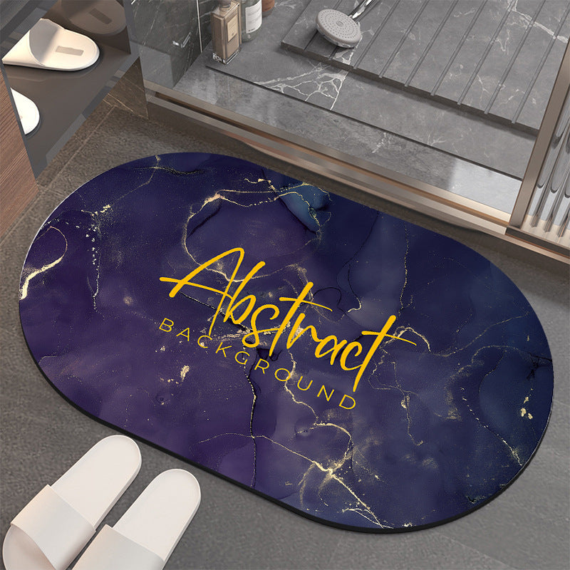Anti Slip Water Absorbing Toilet Mat - Oval Bathroom Rug, Non-Slip Silicone