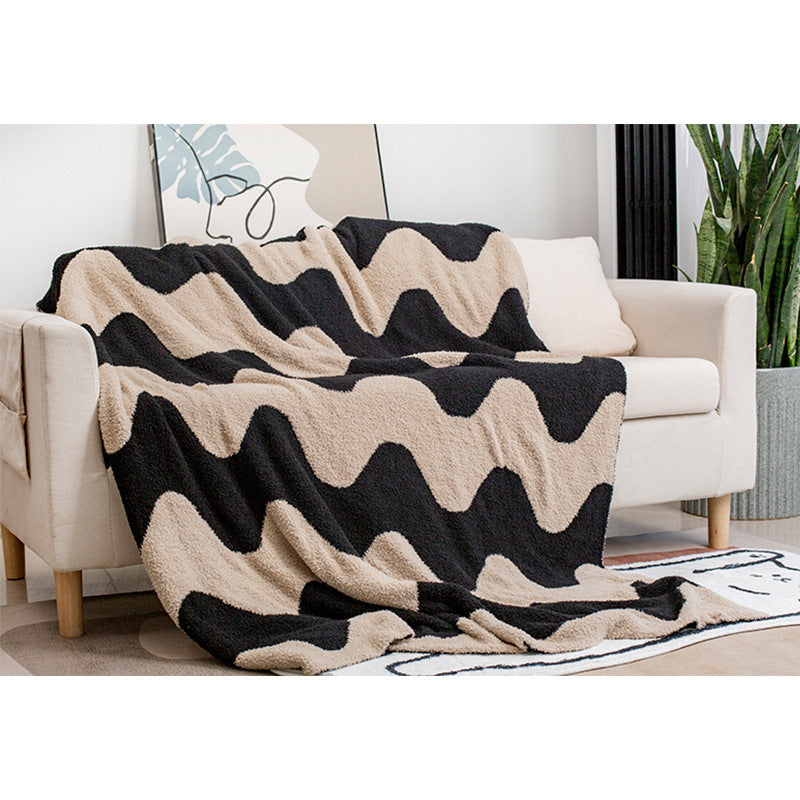 Nordic Style Half Velvet Knitted Sofa Blanket - Home Textiles