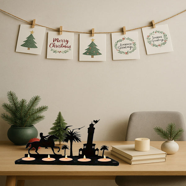 Modern Antler Candle Holders Set - Rustic Wooden Decor