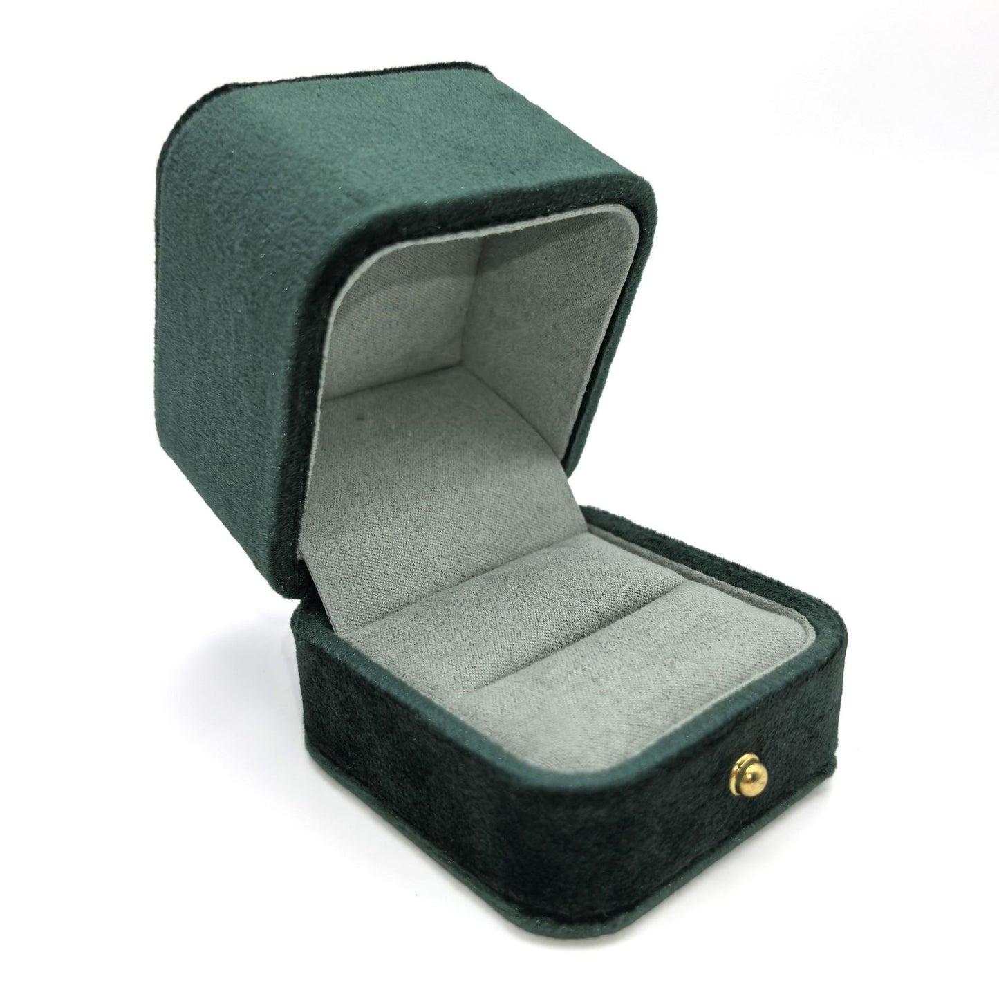 Velvet Ring Box with Gold Buckle - Rounded Jewelry Storage Organizer