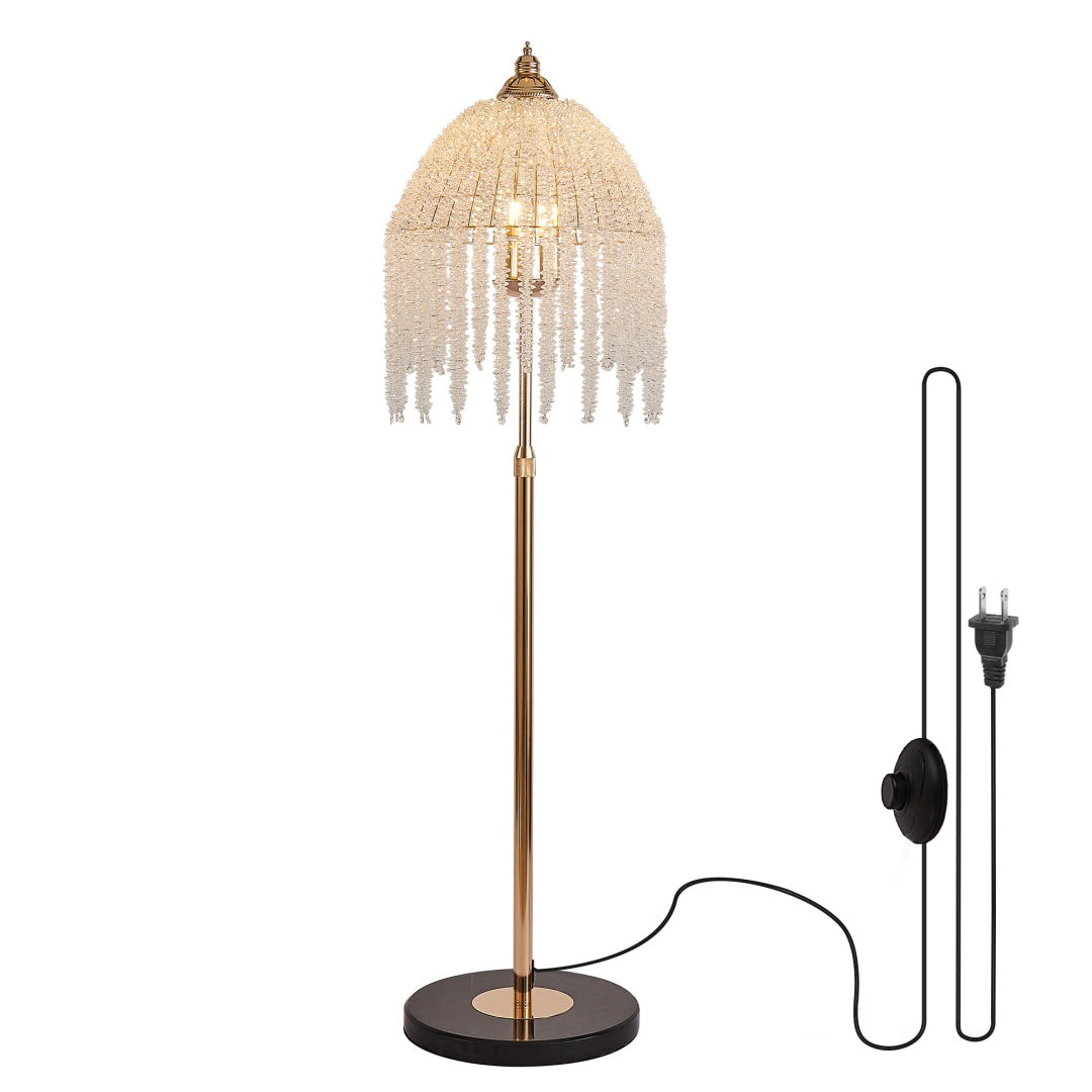 Elegant Crystal Floor Lamp - Vintage Waterfall Design with Marble Base