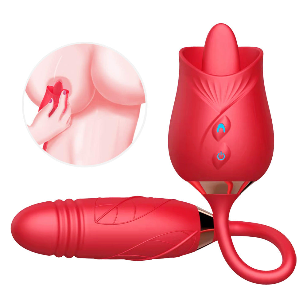 Women's Electric Rose Flower Shape Vibration Massage Tool - Telescopic & Relaxation