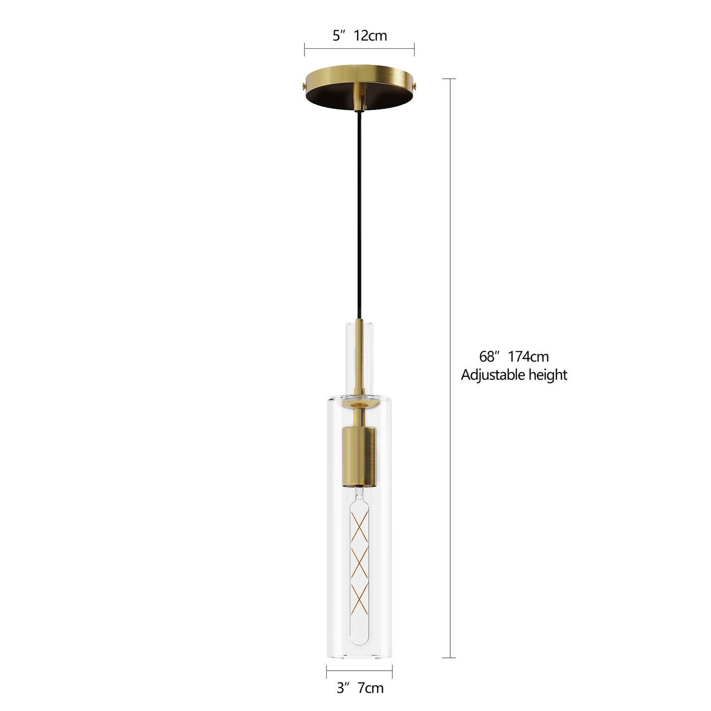 Gold Pendant Light Fixtures Pack - Modern Hanging Kitchen & Dining Lighting