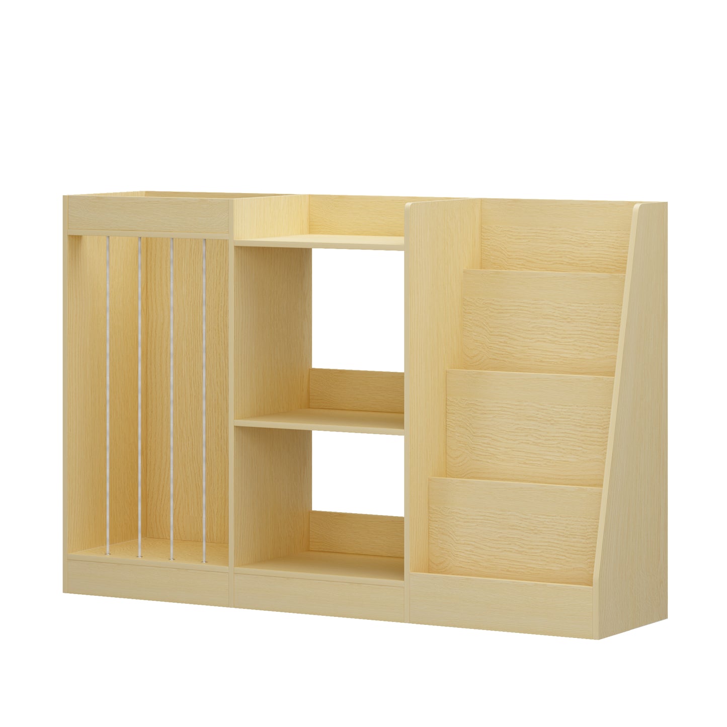 3-in-1 Kids Bookshelf and Toy Storage - Natural