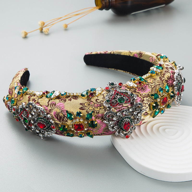 Rhinestone Embroidered Flower Headband