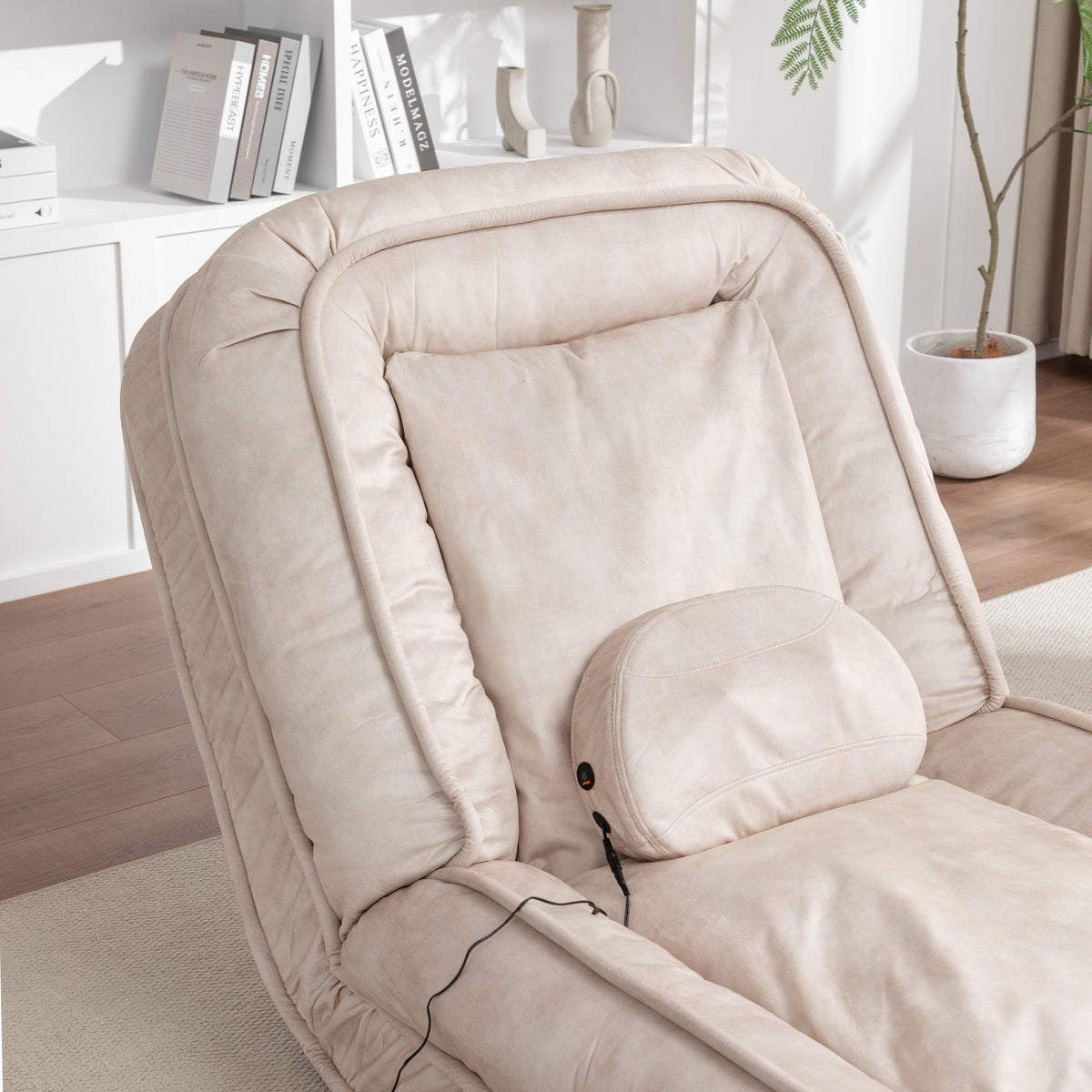 Multi-Position Pet Lounge Sofa with Massage Pillow - Beige