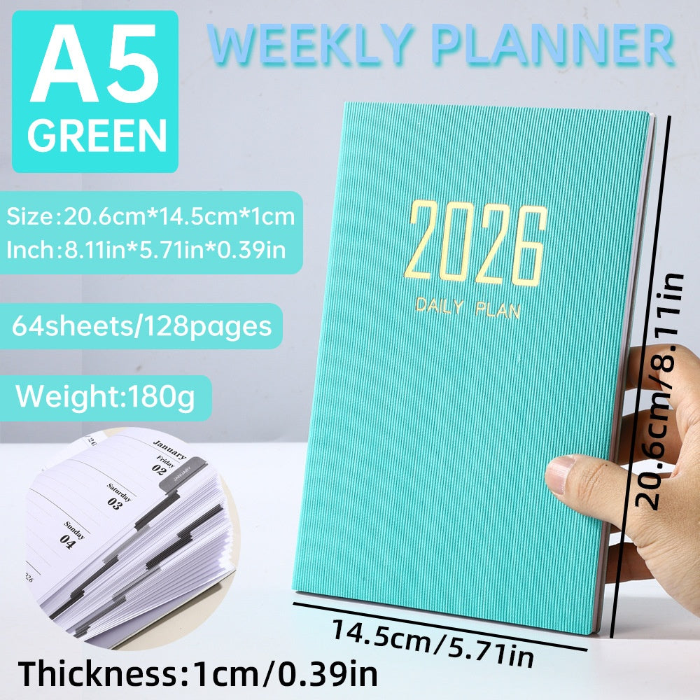 A5 Slim Leather Weekly Planner Notebook - Multiple Cover Colors