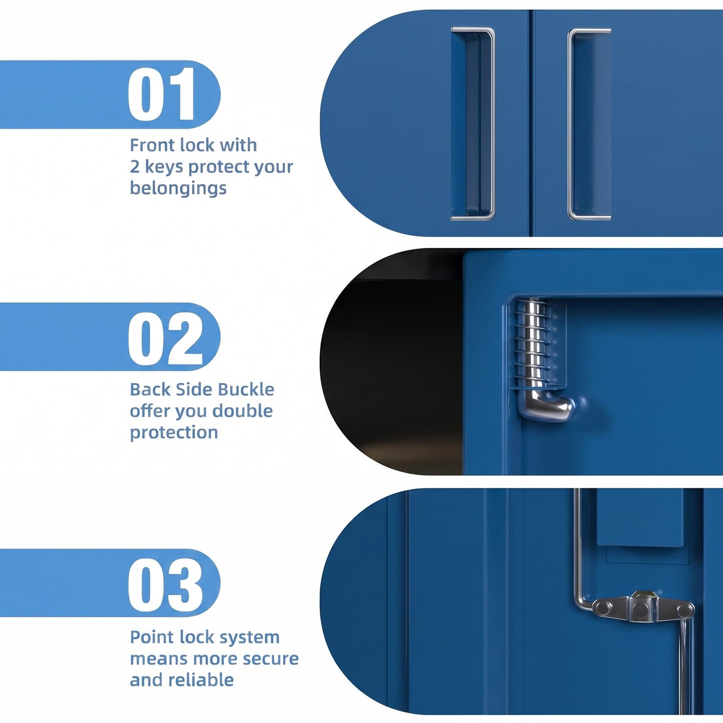 Lockable Metal Garage Storage Cabinet with Adjustable Shelves - Black & Blue