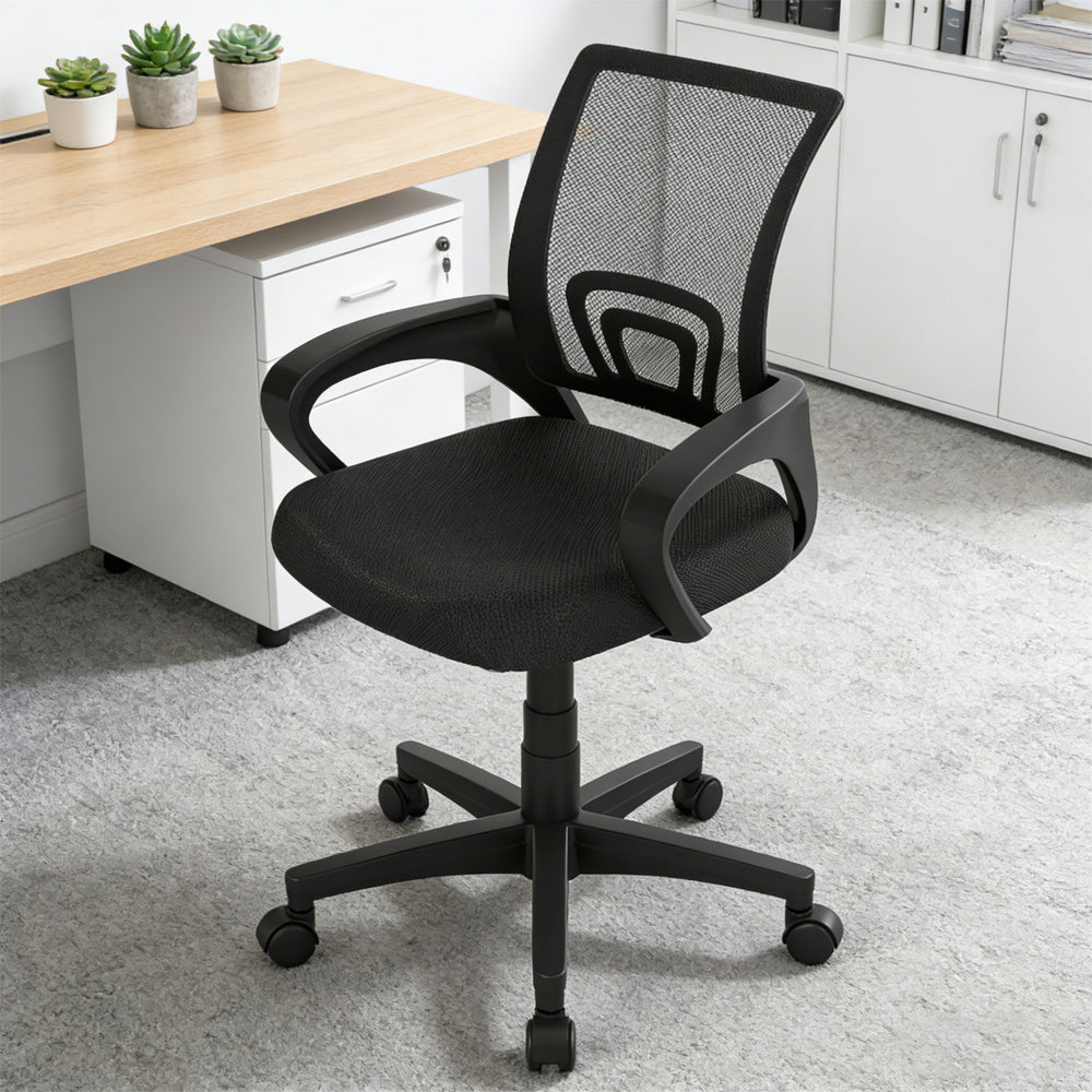 Mid-Back Mesh Office Chair Ergonomic Computer With Lumbar Support