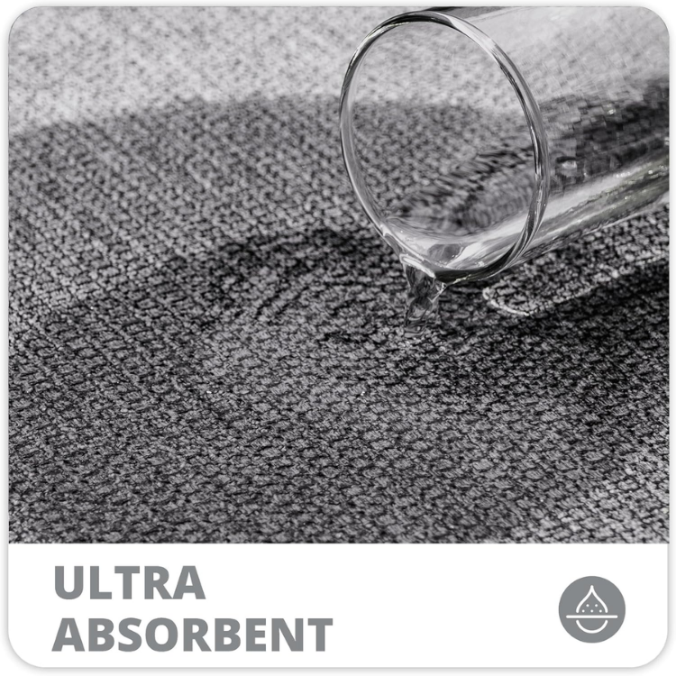 Ultra Thin Non-Slip Bath Mat - Quick Dry Absorbent Bathroom Rug, 17x27 Inches, Grey