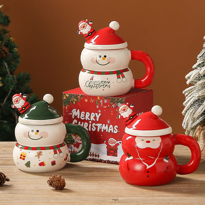 Christmas Snowman Ceramic Water Cup - Large Capacity Festive Drinkware