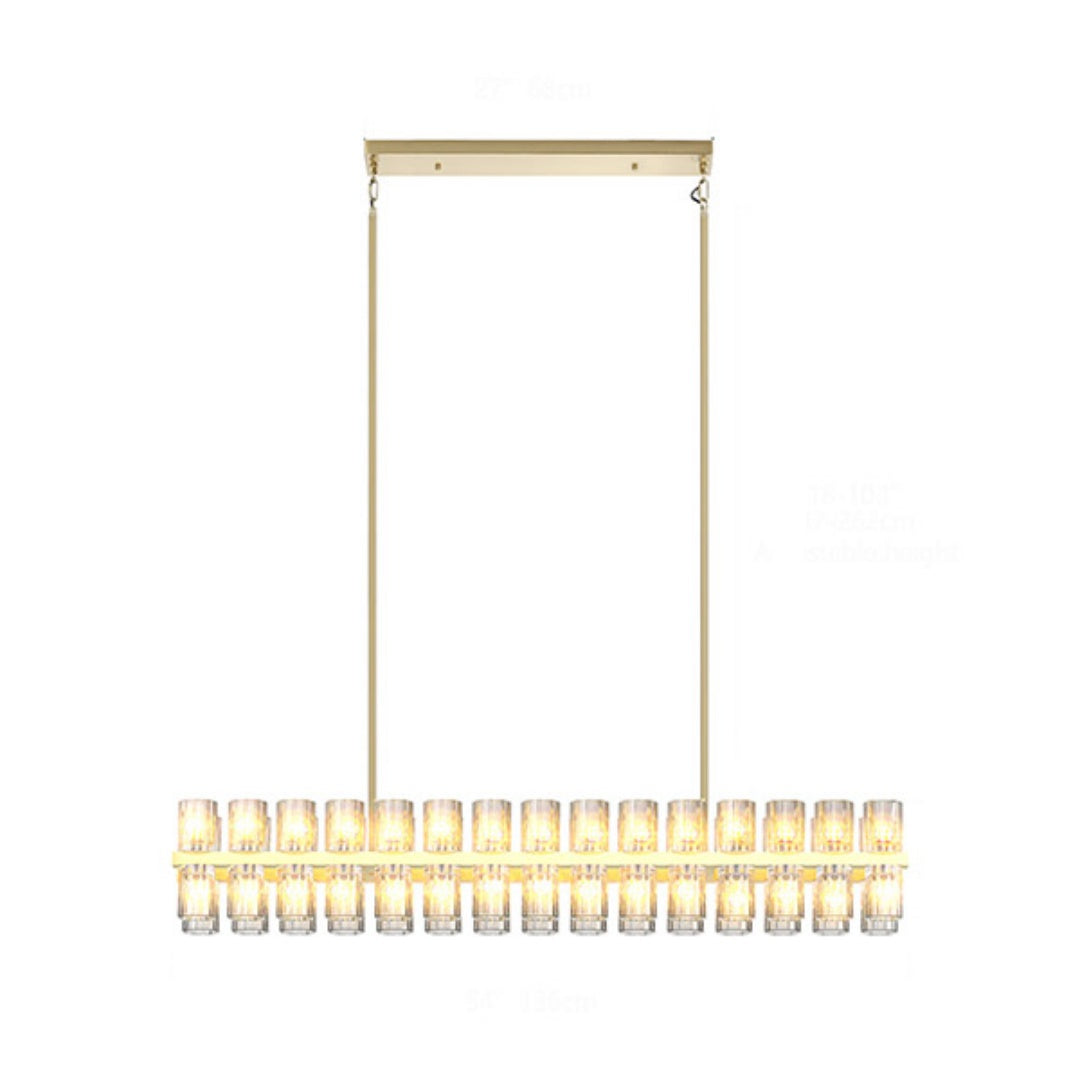 54-Inch Modern Crystal Chandelier for Dining Room - Gold