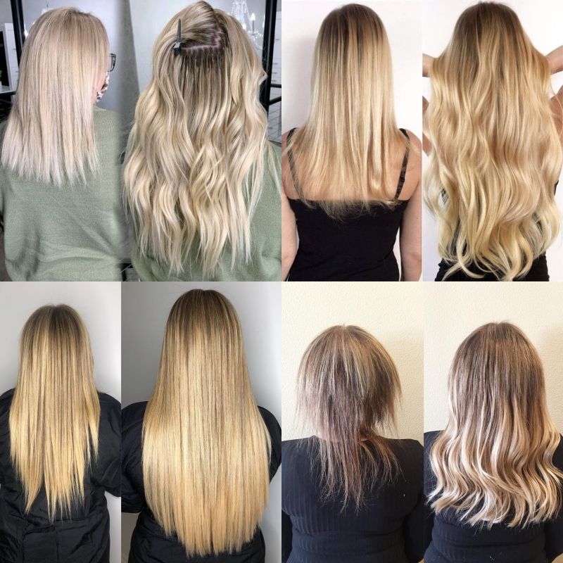 Platinum Blonde Straight Human Hair Tape In Extensions - Seamless Weft