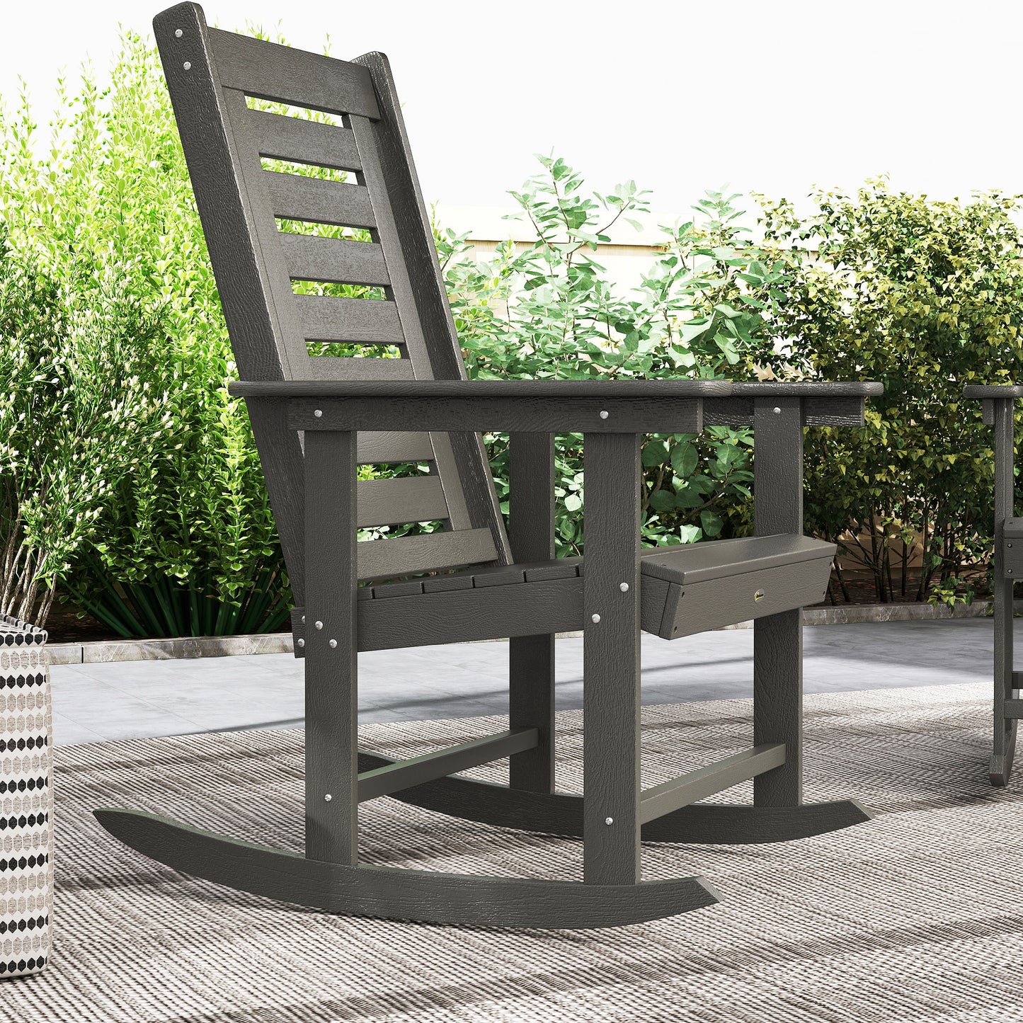 2-Piece Patio Rocking Chair Set - HDPE Outdoor Rockers, Dark Gray