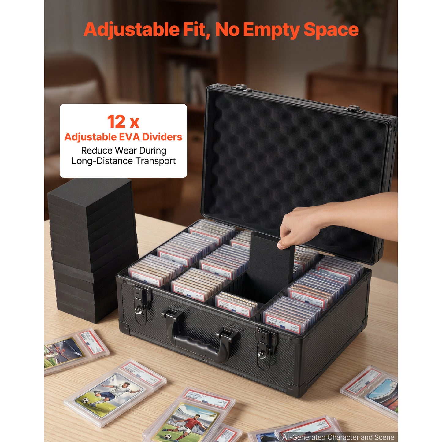 Card Storage Box for Trading Cards 120 PSA Slabs with Lock & Dividers