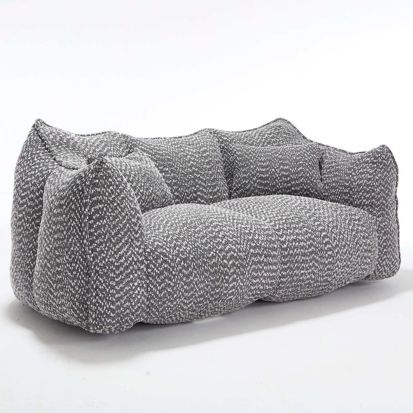 Soft Grey Beanbag Chair with Foam Core - Comfortable Recliner for 2