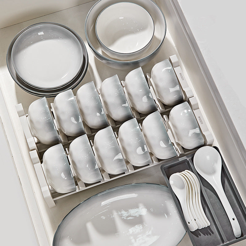 Gray Ceramic Bowls and Dishes Set for Kitchen Dining