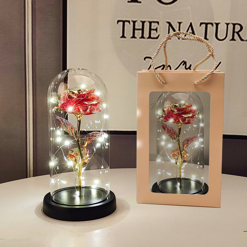 Valentine's Day Artificial Flower Glass Cover Lamp - Luminous Home Decor