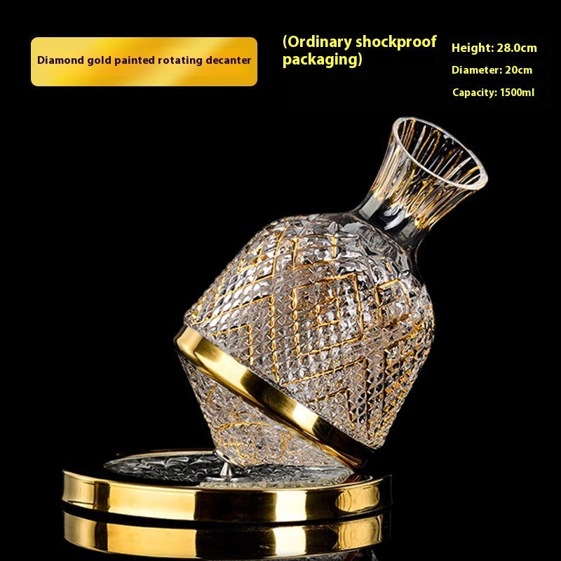 High-Grade 1800ml Rotating Wine Decanter with Sealed Crystal and Gold Options