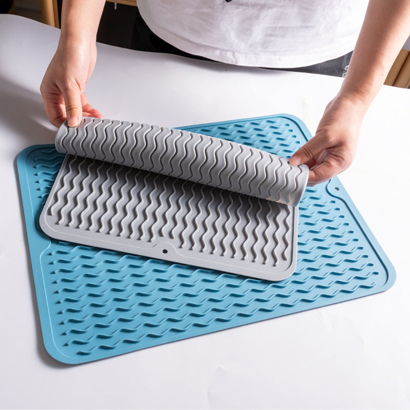 Silicone Drain Pad Non-Slip Kitchen Sink Mat High Temp Resistant 40x30cm