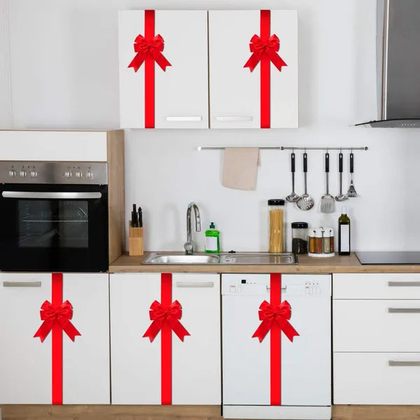 Large Red Christmas Ribbons & Bows - 8 Pcs for Decor