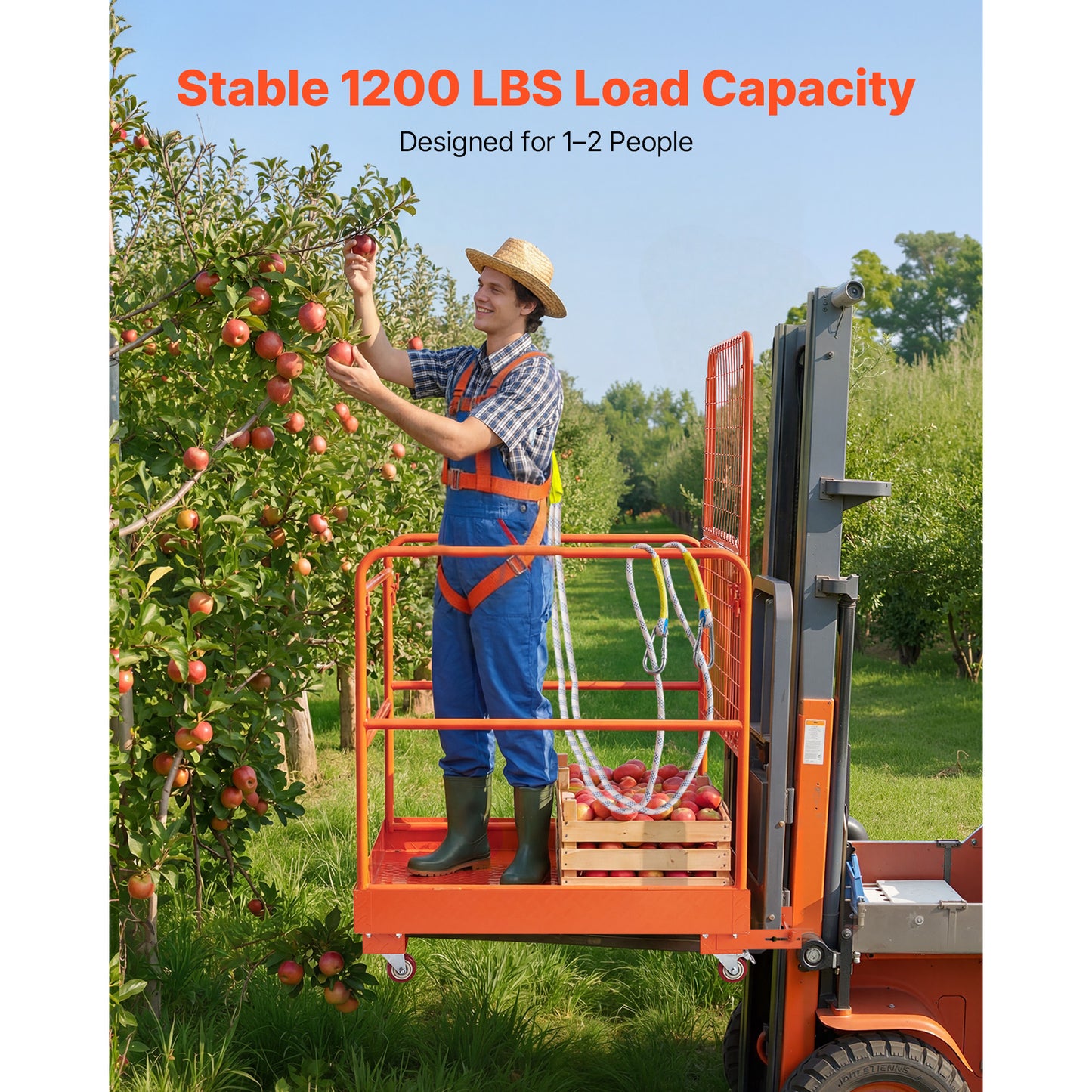 Forklift Safety Cage 36.2 x 41.1 Inch Heavy Duty Work Platform with 4 Wheels