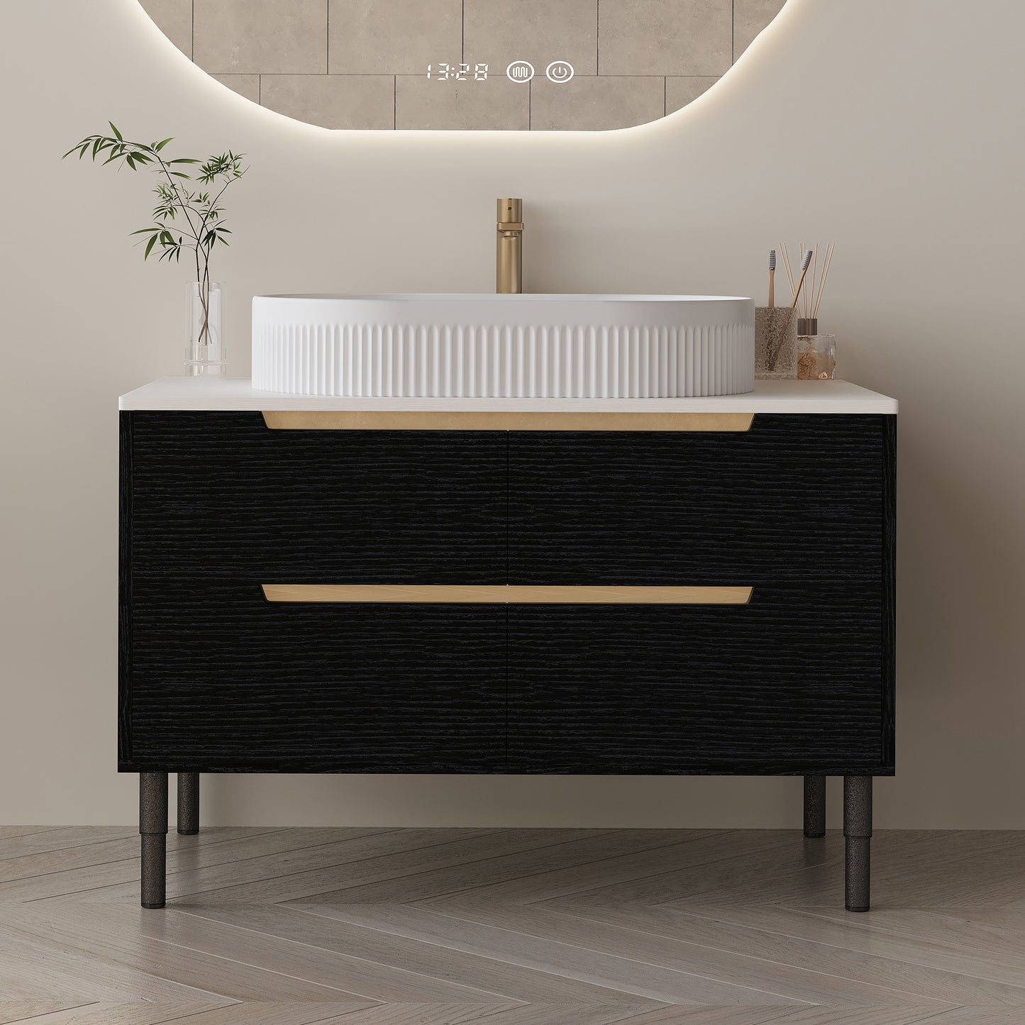 36 Inch Bathroom Vanity with Integrated Ceramic Sink & Soft-Close Drawers