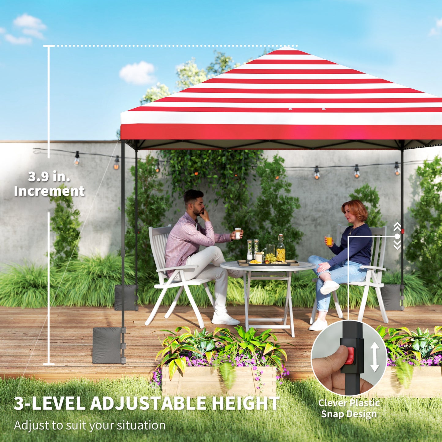 10x10 ft Pop Up Canopy Tent - American Flag Design