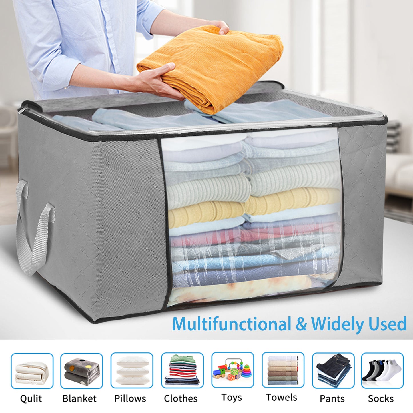 2Pcs Clothes Storage Bag For Moving Season 90L Per With Thick Fabric