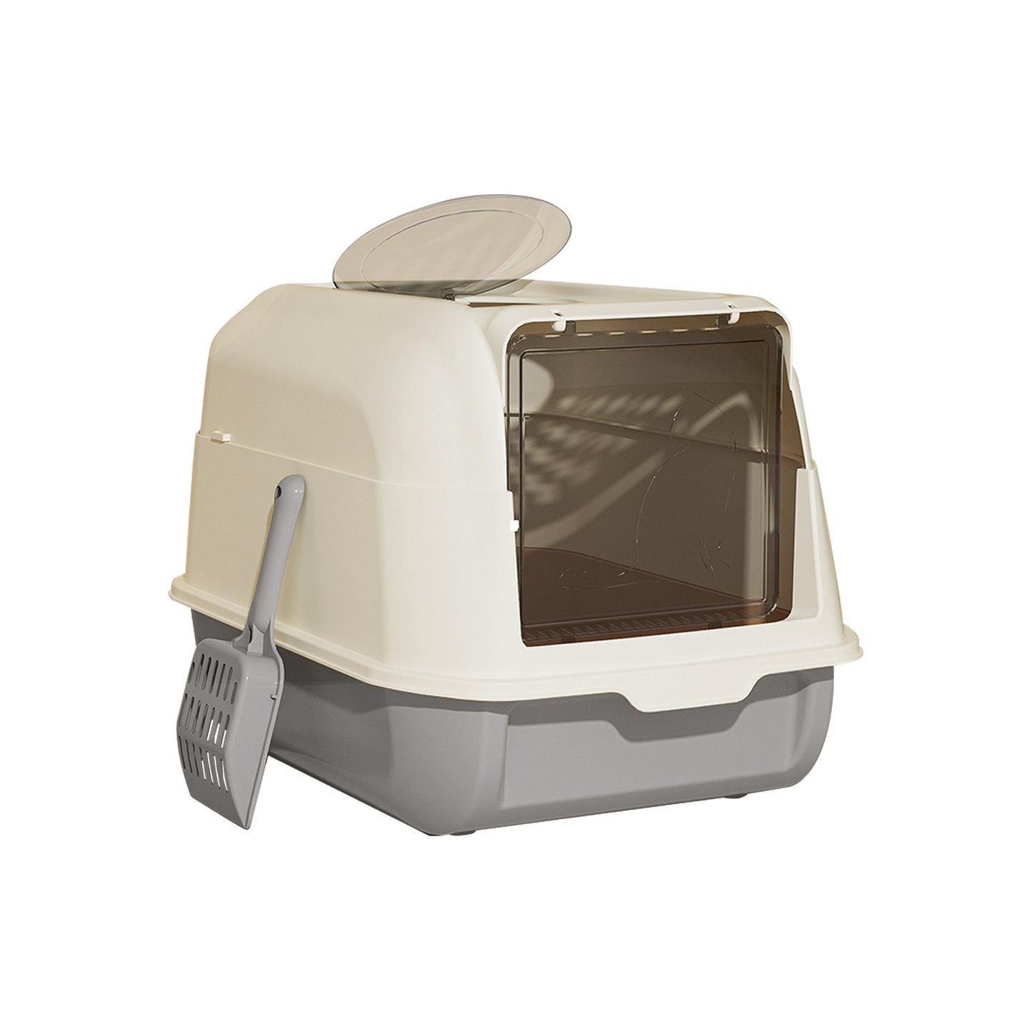 Double-Door Cat Litter Box with Self-Pickup Option - Pet Furniture